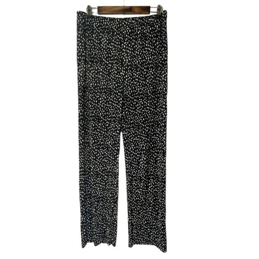 Travelers by Chico's Pant Wide Leg Black with White Polka Dots
